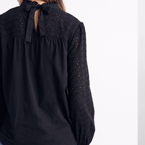 Madewell Pieced Eyelet Mockneck Ruffle Top - Picture 2 of 10
